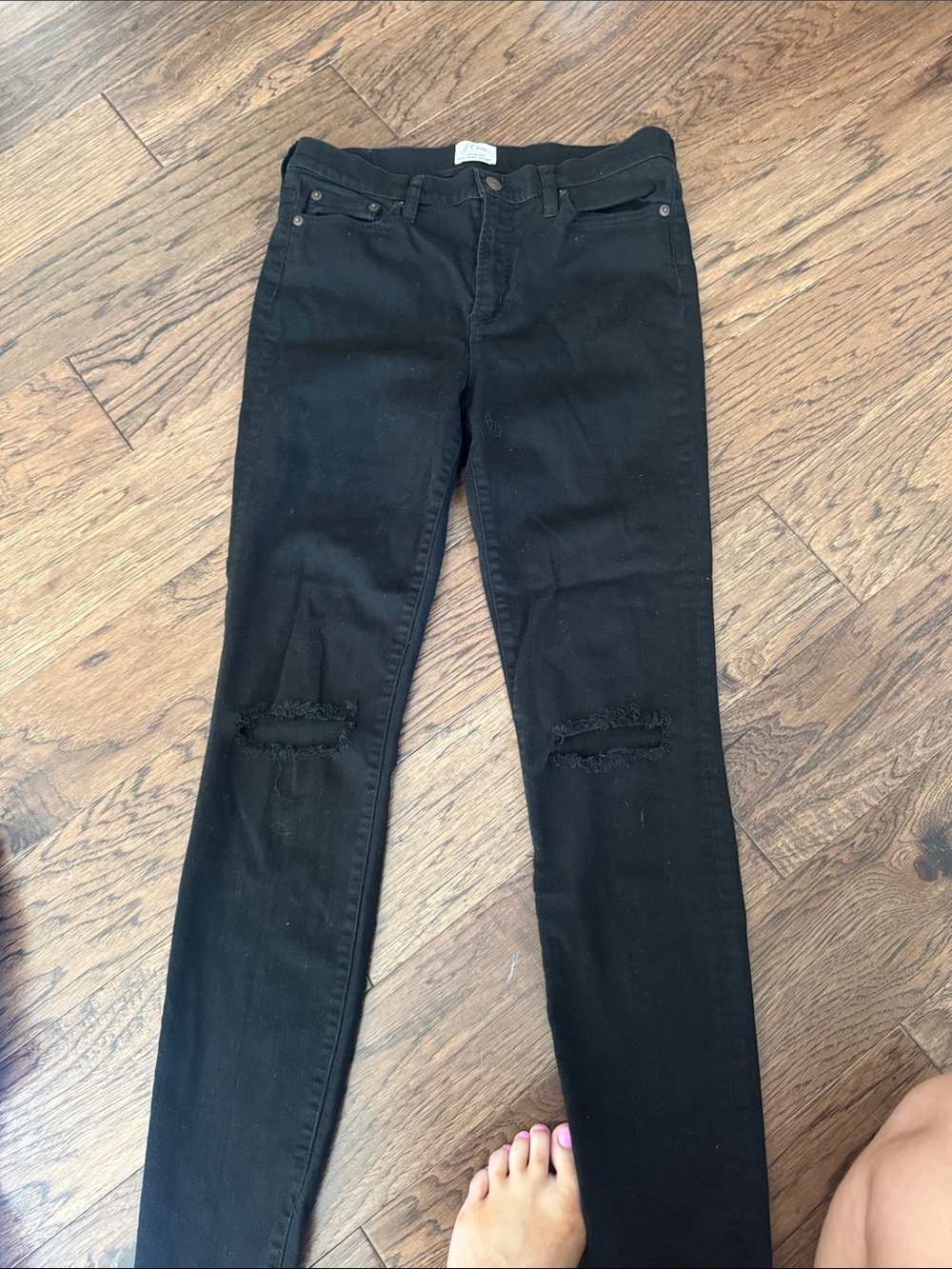 Black Distressed Knee Skinny Jeans